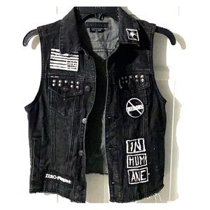 Kill City Black Patched Denim Vest